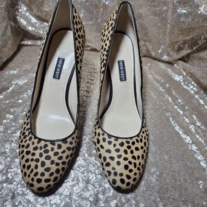 Nine West Tan and Black Animal Print Heels